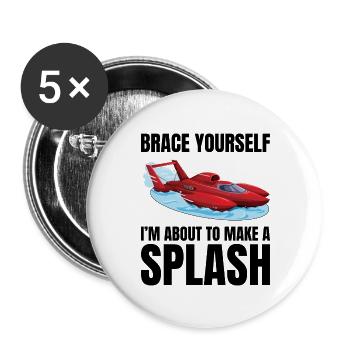 Splash Alert: Wasserflugzeug-Rennen Fun Wassersport - Buttons groß 56 mm (5er Pack) - Weiß - Vorne