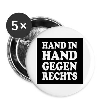 Hand in hand gegen rechts - Buttons groß 56 mm (5er Pack) - Weiß - Vorne