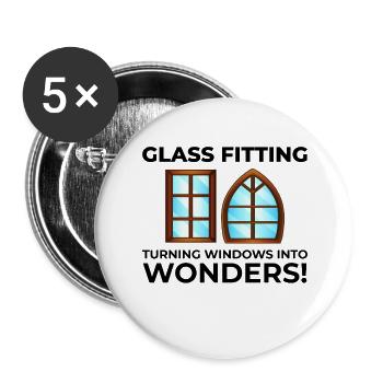 Verglaser Fenster Glasbeschlag Monteur Glasarbeiten - Buttons groß 56 mm (5er Pack) - Weiß - Vorne