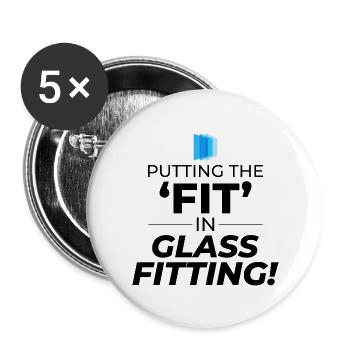 Verglaser Fenster Glasbeschlag Monteur Glasarbeiten - Buttons groß 56 mm (5er Pack) - Weiß - Vorne