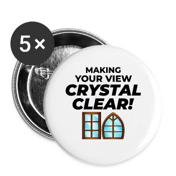 Verglaser Fenster Glasbeschlag Monteur Glasarbeiten - Buttons groß 56 mm (5er Pack) - Weiß - Vorne