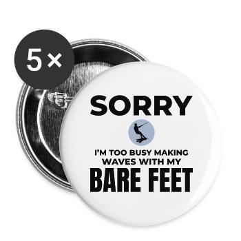 Barefoot Water Skiing Extreme Sports Barefooting - Buttons large 2.2''/56 mm (5-pack) - white - Front