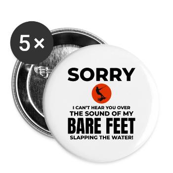 Barefoot Water Skiing Extreme Sports Barefooting - Buttons large 2.2''/56 mm (5-pack) - white - Front
