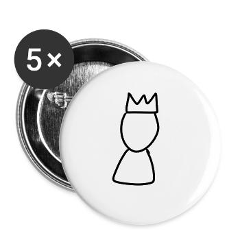 Couronne de symbole de l’homme de la reine - Lot de 5 grands badges (56 mm) - blanc - Devant