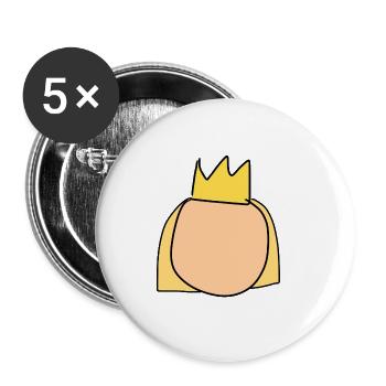 Symbole de la reine de la couronne de la tête - Lot de 5 grands badges (56 mm) - blanc - Devant