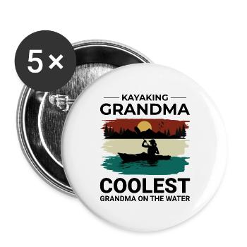 Kajakfahren Gradma Kajak Kanu Kajakfahrer Lustig - Buttons groß 56 mm (5er Pack) - Weiß - Vorne