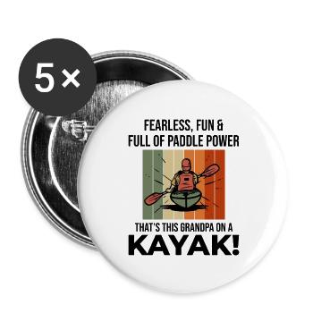 Kajakfahren Gradpa Kajak Kanu Kajakfahrer Lustig - Buttons groß 56 mm (5er Pack) - Weiß - Vorne