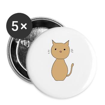 Chat Animal Symbole Mignon Marron - Lot de 5 grands badges (56 mm) - blanc - Devant