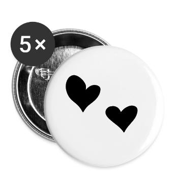 two hearts heart symbol love - Buttons large 2.2''/56 mm (5-pack) - white - Front