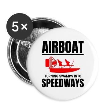 Bateau gonflable Fanboat Bateau hydroglisseur Bateau des marais - Lot de 5 grands badges (56 mm) - blanc - Devant
