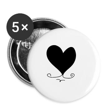 Liebe Herz Symbol - Buttons groß 56 mm (5er Pack) - Weiß - Vorne