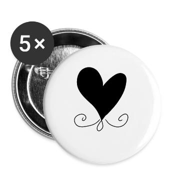 Herz Muster Symbol - Buttons groß 56 mm (5er Pack) - Weiß - Vorne