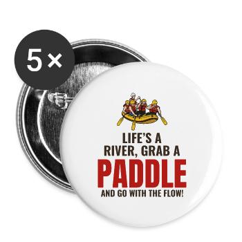 Rafting Team Floß Wildwasser Rafter Paddel Lustig - Buttons groß 56 mm (5er Pack) - Weiß - Vorne