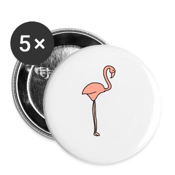 Flamingo Animal Symbol Pink - Buttons large 2.2''/56 mm (5-pack) - white - Front