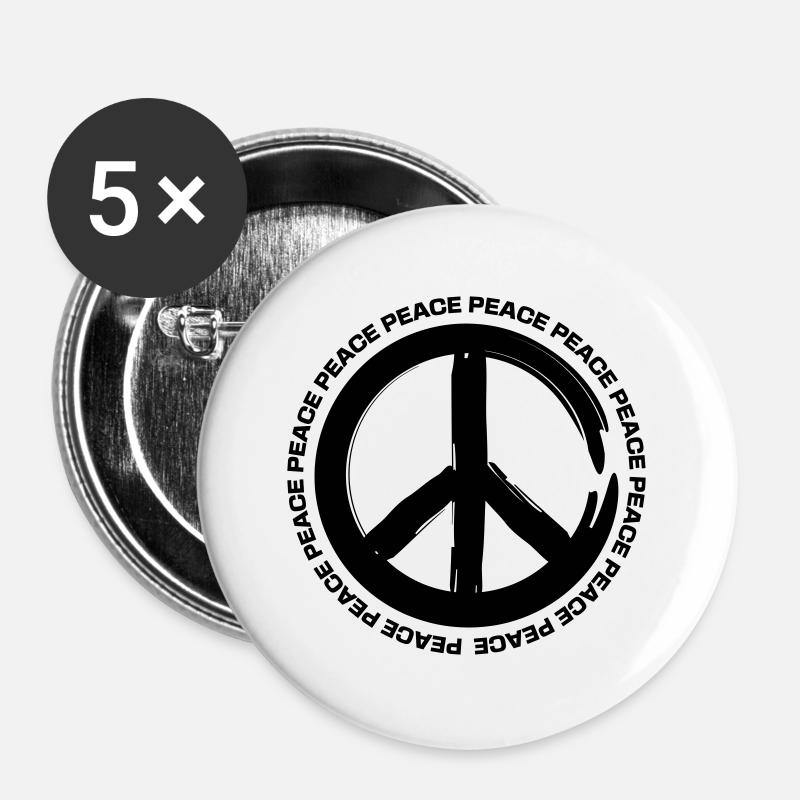 Peace - Buttons large 2.2''/56 mm (5-pack) - white