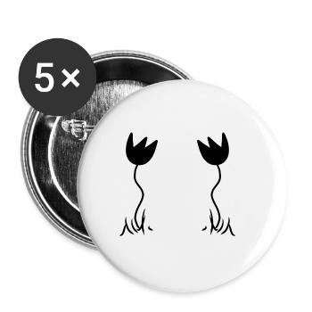 zwei Pflanzen Blumen Rosen - Buttons groß 56 mm (5er Pack) - Weiß - Vorne