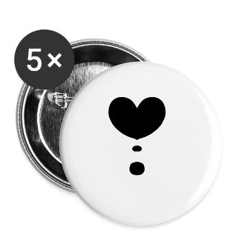 Herz Form Liebe Symbol - Buttons groß 56 mm (5er Pack) - Weiß - Vorne