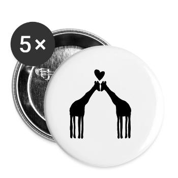 Giraffe Animal Symbol Love Giraffes Animals Heart - Buttons large 2.2''/56 mm (5-pack) - white - Front