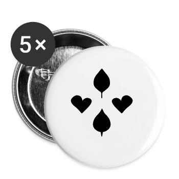 cœurs feuille feuilles nature amour - Lot de 5 grands badges (56 mm) - blanc - Devant