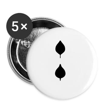 zwei Blätter blatt natur - Buttons groß 56 mm (5er Pack) - Weiß - Vorne