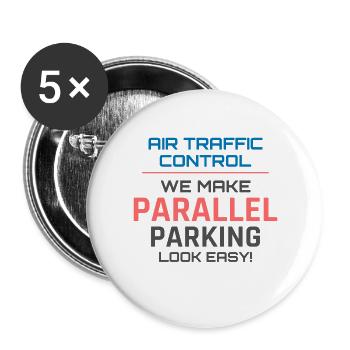 Fluglotse ATC Aviation Humor Flugzeug - Buttons groß 56 mm (5er Pack) - Weiß - Vorne