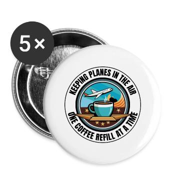 Air Traffic Controller Coffee ATC Aviation Humor - Buttons large 2.2''/56 mm (5-pack) - white - Front