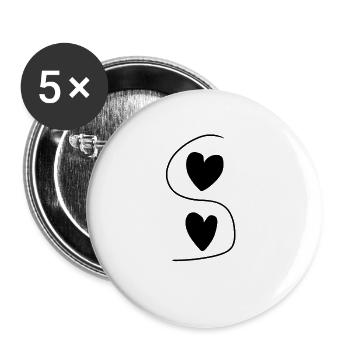 Line Two Hearts Heart Love - Buttons large 2.2''/56 mm (5-pack) - white - Front