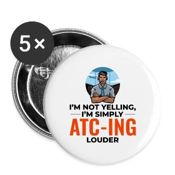 Fluglotse ATC Aviation Humor Flugzeug - Buttons groß 56 mm (5er Pack) - Weiß - Vorne