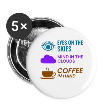 Fluglotse Kaffee ATC Luftfahrt Humor - Buttons groß 56 mm (5er Pack) - Weiß - Vorne