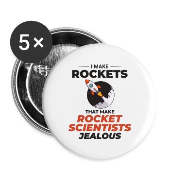 Luft- und Raumfahrtingenieur Raumfahrtraketenwissenschaftler - Buttons groß 56 mm (5er Pack) - Weiß - Vorne