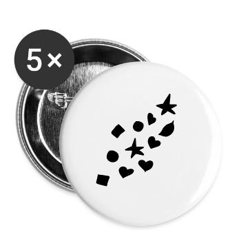Formen symbole herz stern kreis quadrat form - Buttons groß 56 mm (5er Pack) - Weiß - Vorne
