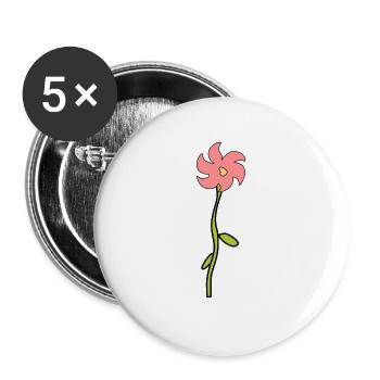 rose fleur forme symbole plante nature - Lot de 5 grands badges (56 mm) - blanc - Devant
