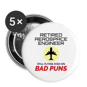 Luft- und Raumfahrtingenieur im Ruhestand, Flugmechaniker, Flugzeug - Buttons groß 56 mm (5er Pack) - Weiß - Vorne