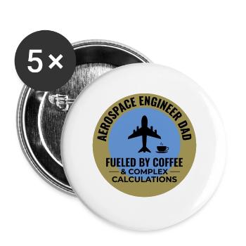 Luft- und Raumfahrtingenieur Papa Kaffee Flugzeug Flugzeug - Buttons groß 56 mm (5er Pack) - Weiß - Vorne