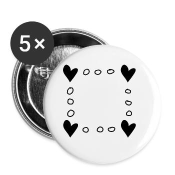 herz herzen muster symbol form liebe - Buttons groß 56 mm (5er Pack) - Weiß - Vorne