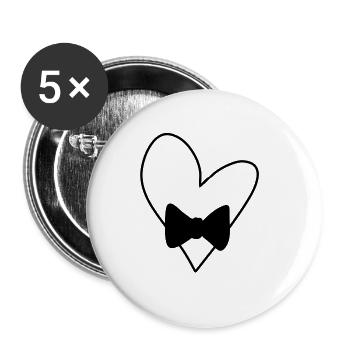 Heart Symbol Love Shape Bow - Buttons large 2.2''/56 mm (5-pack) - white - Front