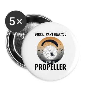 Pilote de paramoteur Paramoteur Parapente motorisé - Lot de 5 grands badges (56 mm) - blanc - Devant