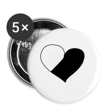 Heart Symbol Two Parts Love - Buttons large 2.2''/56 mm (5-pack) - white - Front