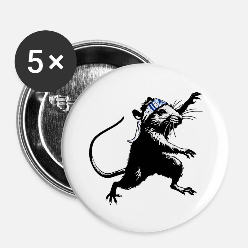 KaRATe - "Ninja Rat" - Buttons large 2.2''/56 mm (5-pack) - white