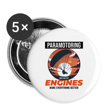 Pilote de paramoteur Paramoteur Parapente motorisé - Lot de 5 grands badges (56 mm) - blanc - Devant
