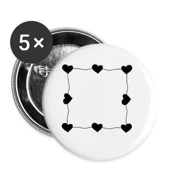 neun herzen linie herz liebe rahmen - Buttons groß 56 mm (5er Pack) - Weiß - Vorne