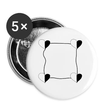 vier herzen rahmen - Buttons groß 56 mm (5er Pack) - Weiß - Vorne