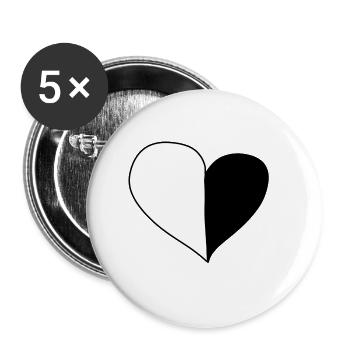 Heart Symbol Two Parts Love Pattern - Buttons large 2.2''/56 mm (5-pack) - white - Front