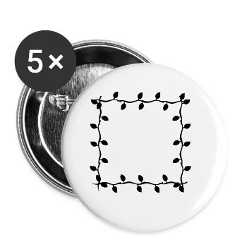 Quatre feuilles ligne nature cadre forme feuille - Lot de 5 grands badges (56 mm) - blanc - Devant