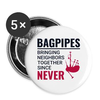 Bagpipe Player Instrument Scottish Scotland Music - Buttons large 2.2''/56 mm (5-pack) - white - Front