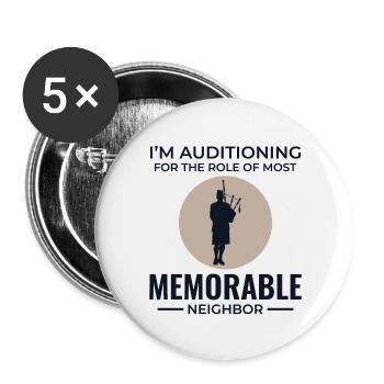 Bagpipe Player Instrument Scottish Scotland Music - Buttons large 2.2''/56 mm (5-pack) - white - Front