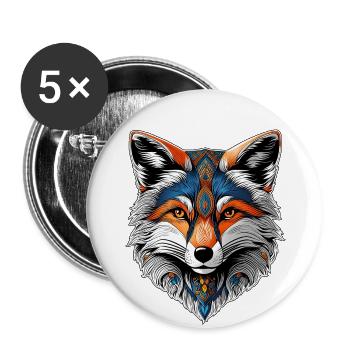 La tête d'un beau renard - Lot de 5 grands badges (56 mm) - blanc - Devant