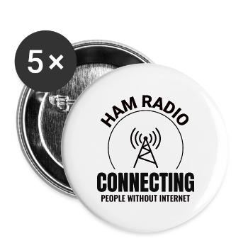 Amateur Ham Radio Operator Radio Waves Frequency - Buttons large 2.2''/56 mm (5-pack) - white - Front
