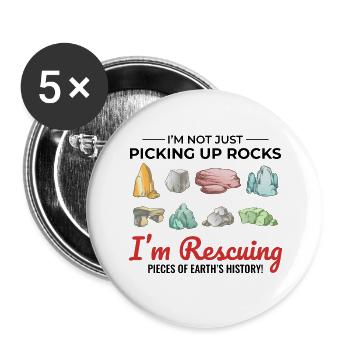 Rock Hound Collecting Collector Geology Geologist - Buttons large 2.2''/56 mm (5-pack) - white - Front