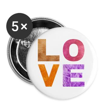 L O V E - Lot de 5 grands badges (56 mm) - blanc - Devant